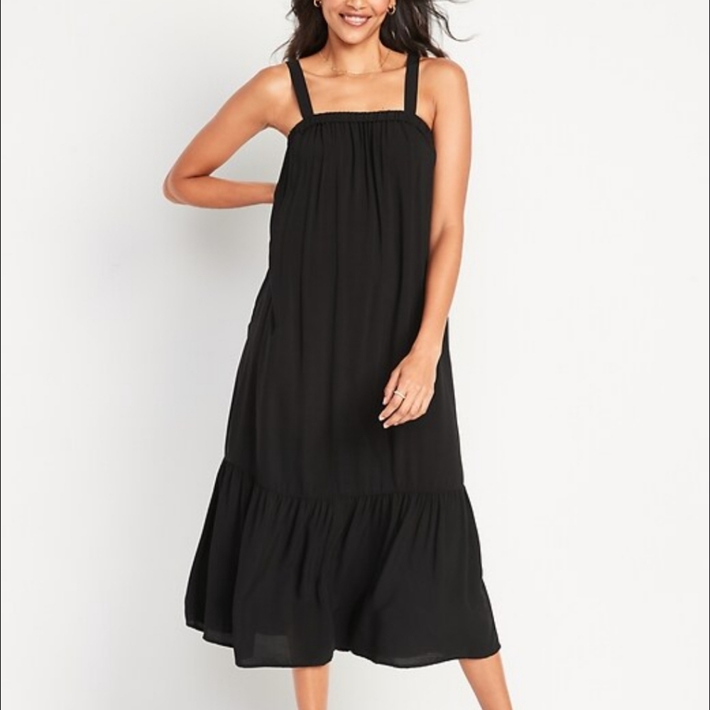 Old Navy Black Midi Swing Dress